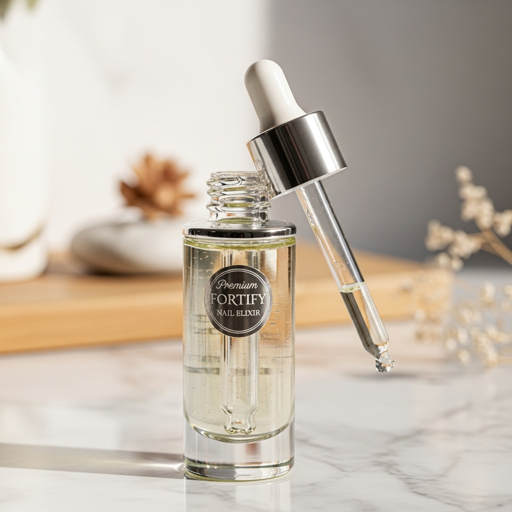 Giftartstudio Nail Strengthening Serum in a premium glass bottle with dropper