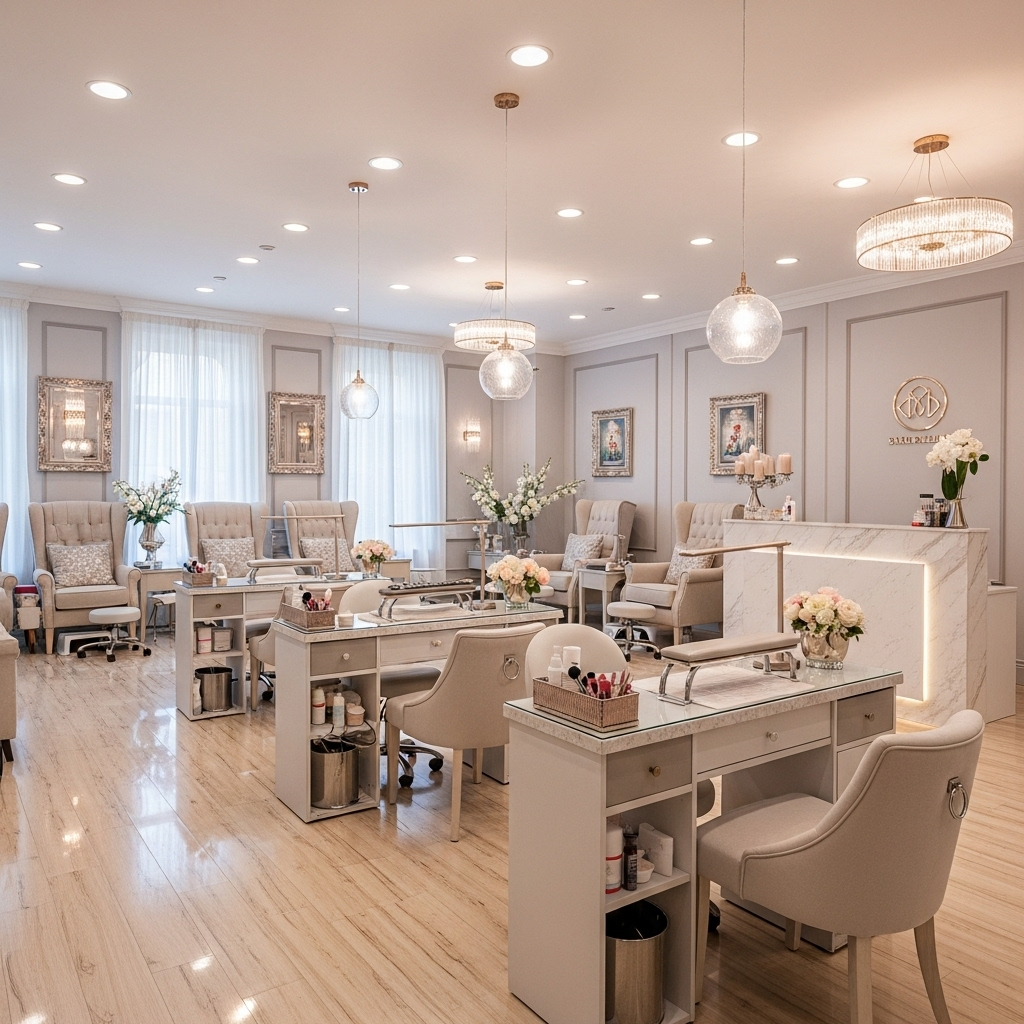 Giftartstudio Nail Salon interior featuring elegant decor and comfortable seating