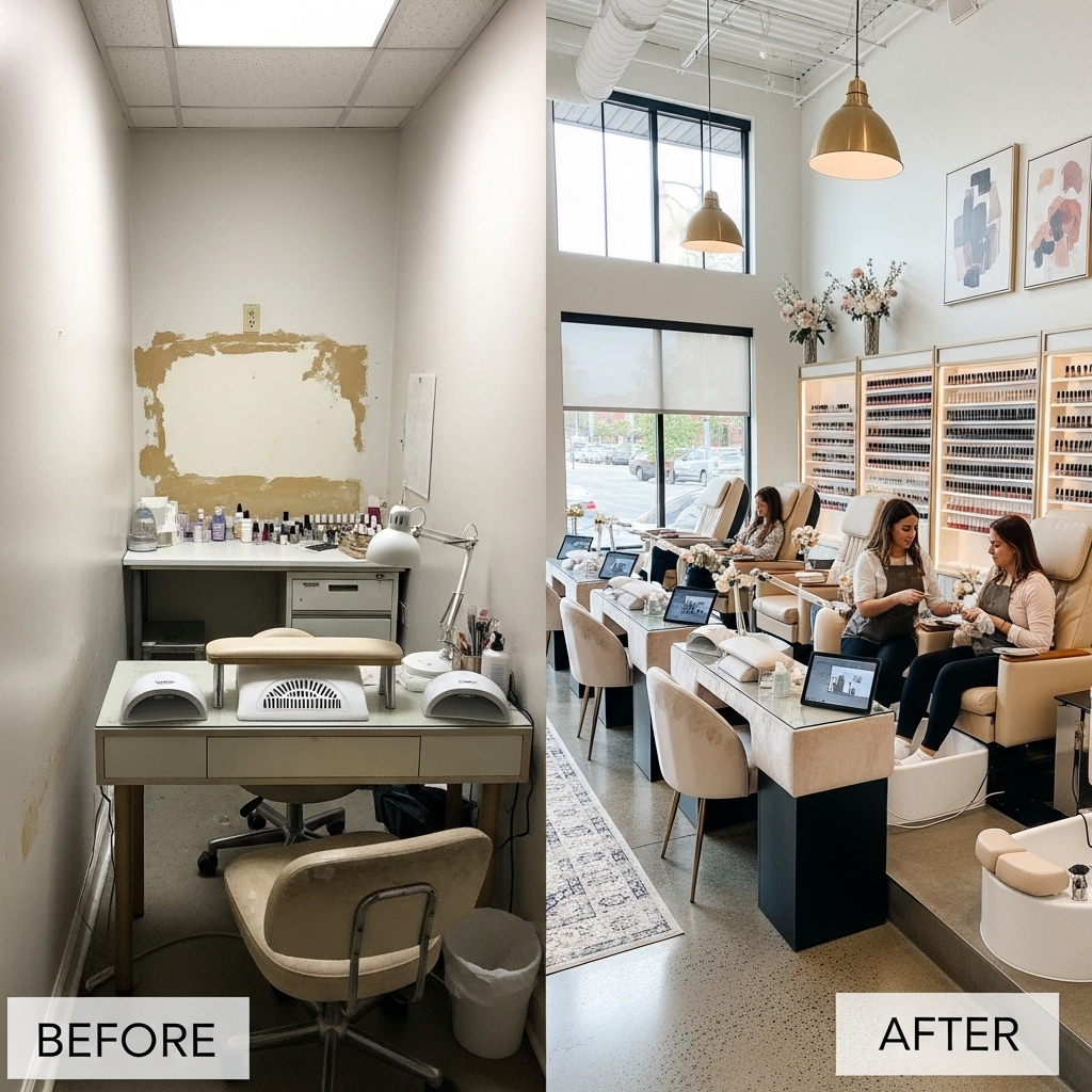 The evolution of Giftartstudio Nail Salon from a small studio to a premium salon space